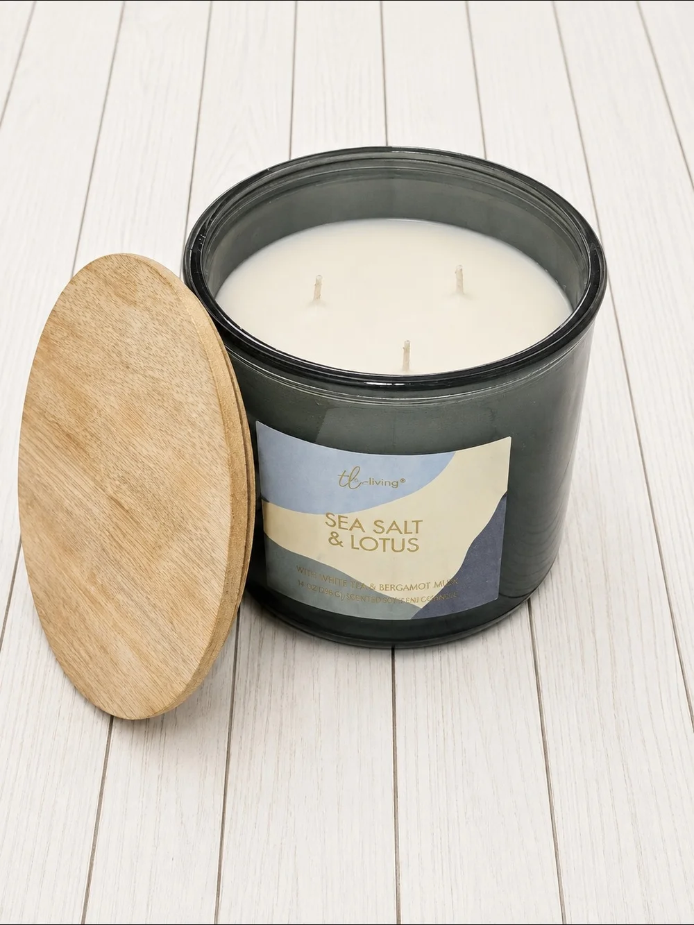 Blue And White Sea Salt & Lotus 3-Wick Candle